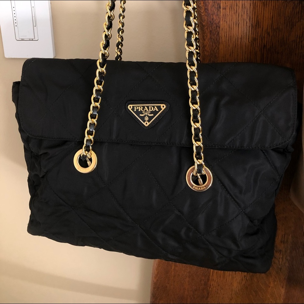 Original Prada nylon top zip chain handle satchel